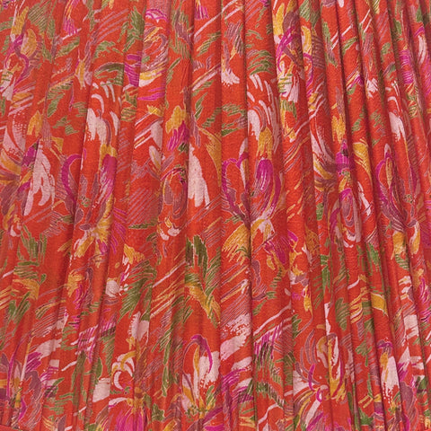 18" Silk Sari Lampshade - Orange Brush Floral