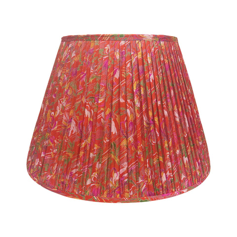 18" Silk Sari Lampshade - Orange Brush Floral