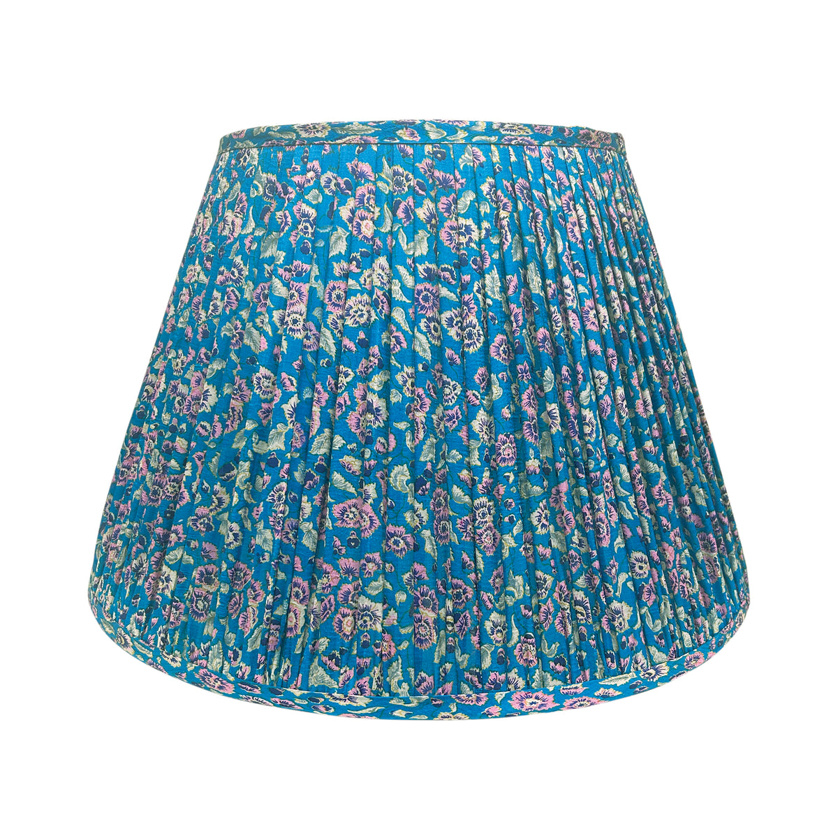 18" Silk Sari Lampshade - Peacock Floral