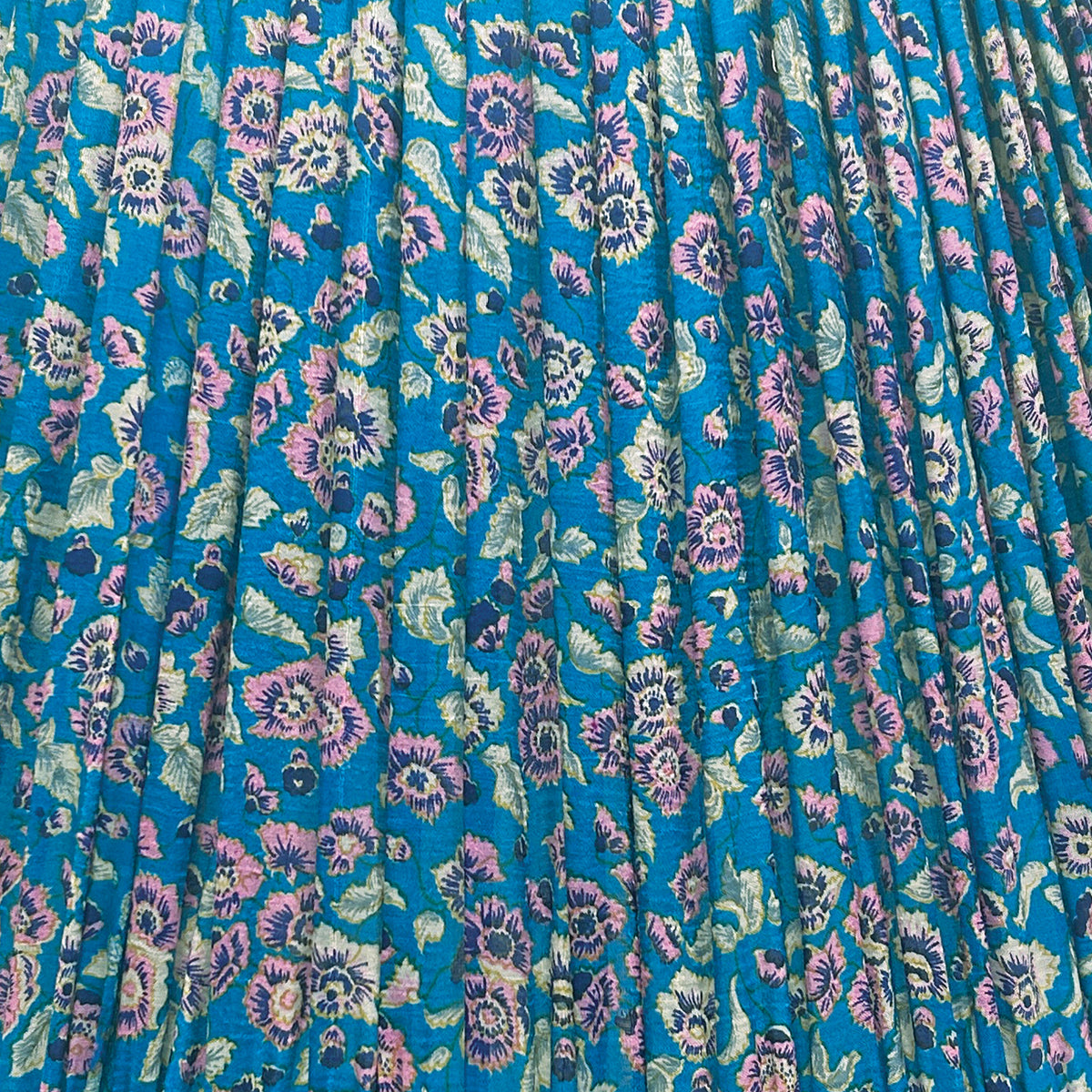 18" Silk Sari Lampshade - Peacock Floral