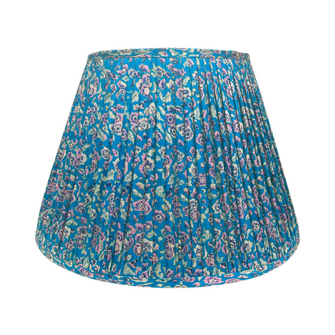 18" Silk Sari Lampshade - Peacock Floral