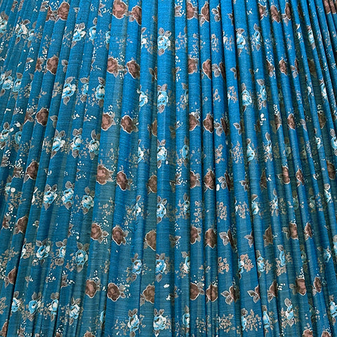 18" Silk Sari Lampshade - Peacock Roses