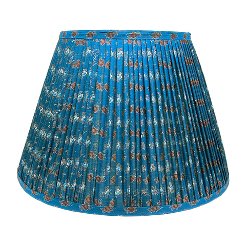 18" Silk Sari Lampshade - Peacock Roses