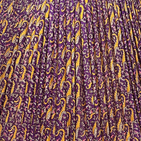 18" Silk Sari Lampshade - Purple and Gold Paisley