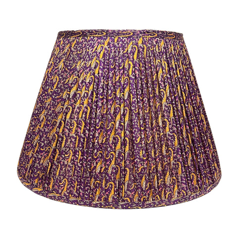 18" Silk Sari Lampshade - Purple and Gold Paisley