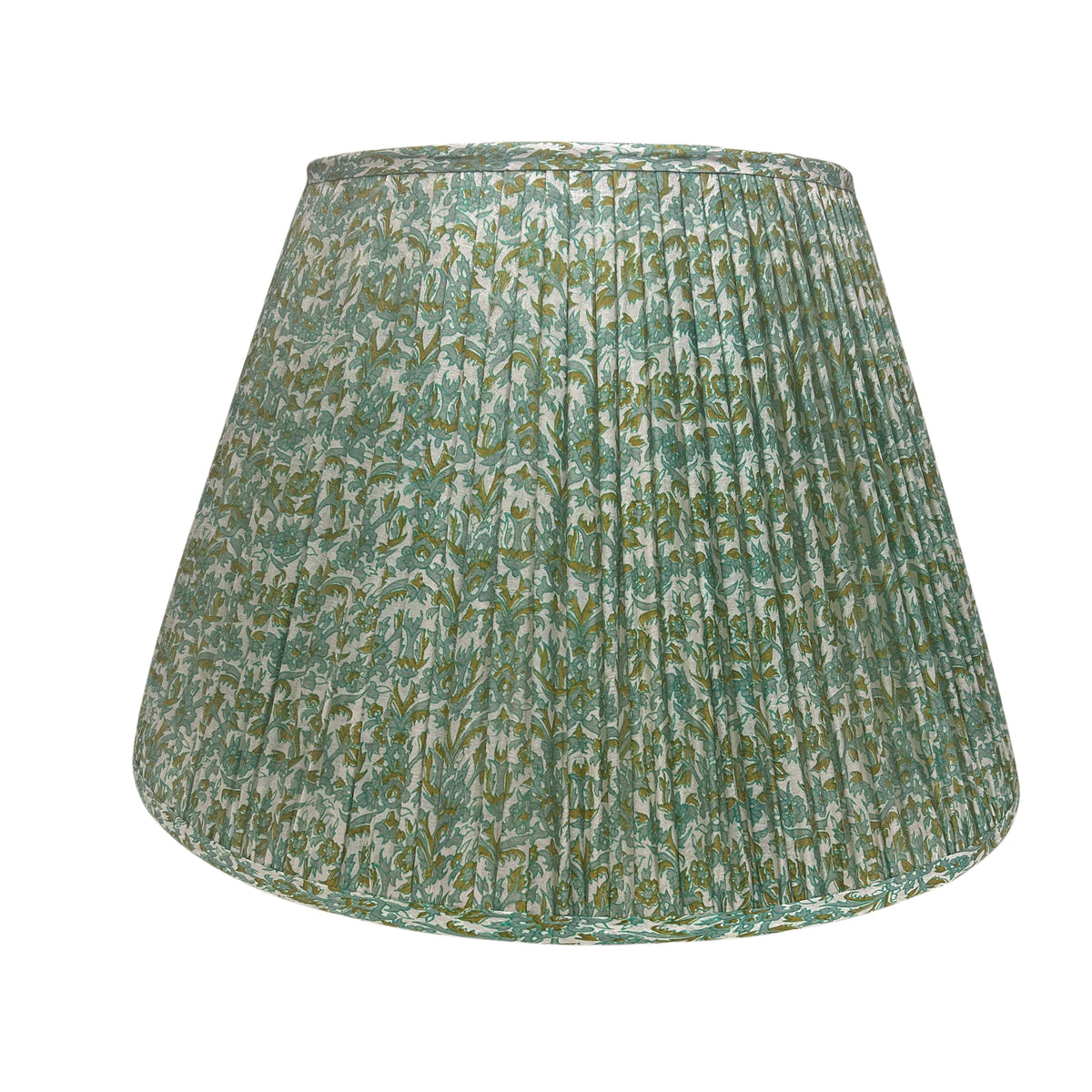 18" Silk Sari Lampshade - Sage Green Floral
