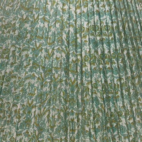 18" Silk Sari Lampshade - Sage Green Floral