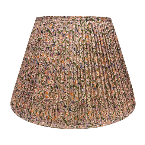18" Silk Sari Lampshade - Taupe Floral