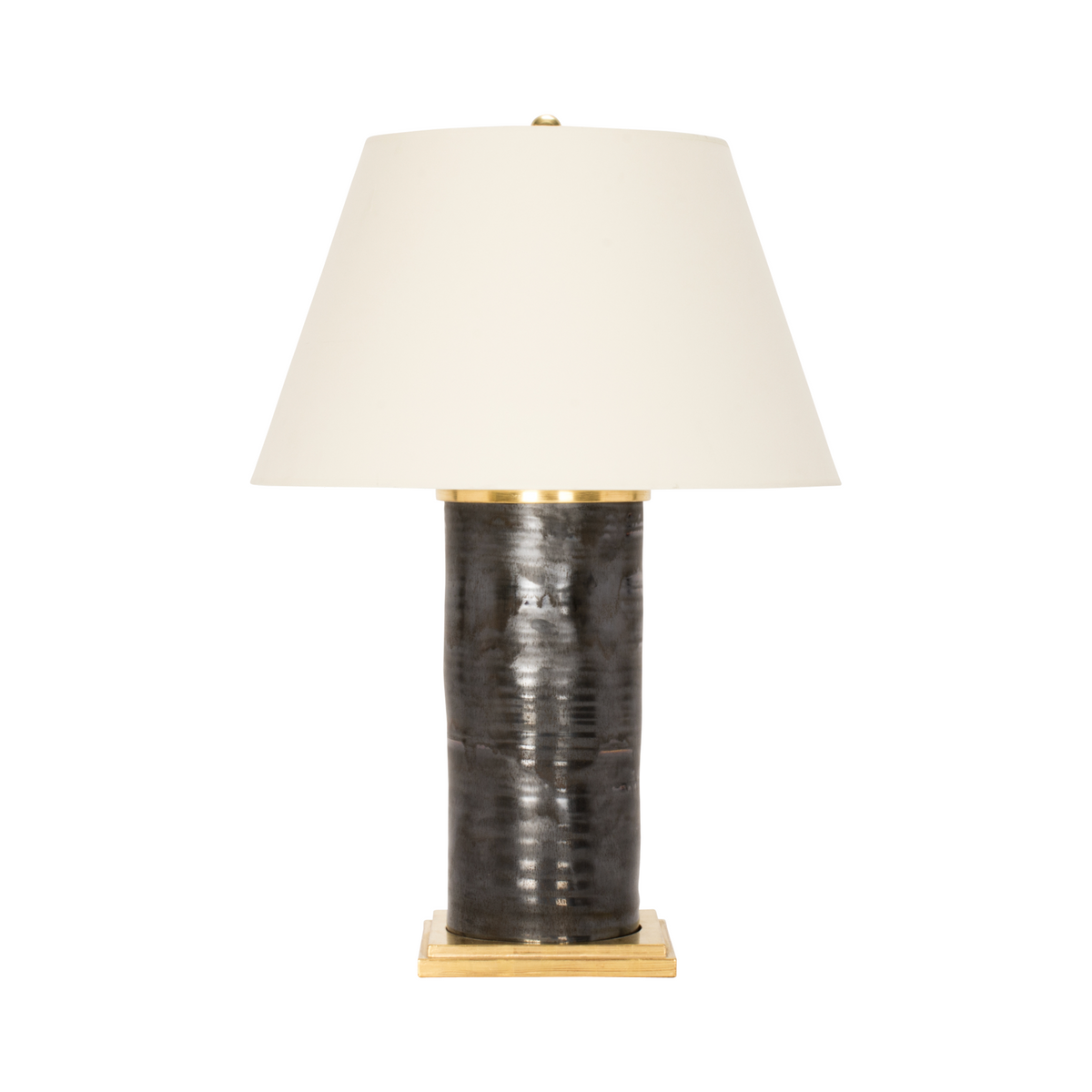 Hand Thrown Column Lamp in Matte Bronze