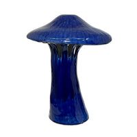 Ceramic Polychrome Marbled Shroom Lamp in Cobalt