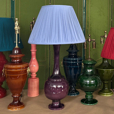 Periwinkle Silk Hand-Shirred Lampshade