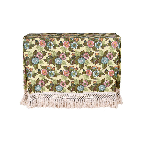 Skirted Console in Jeffrey Bilhuber for Le Gracieux Linen with Bullion Fringe