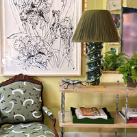 Sludge Green Silk Hand-Shirred Lampshade