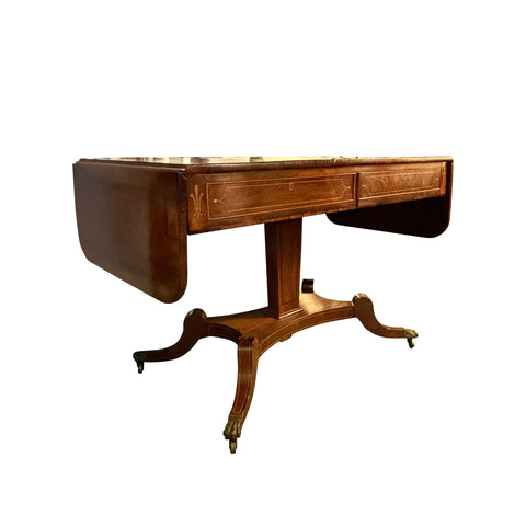 Regency Rosewood Sofa Table with Inlaid Brass