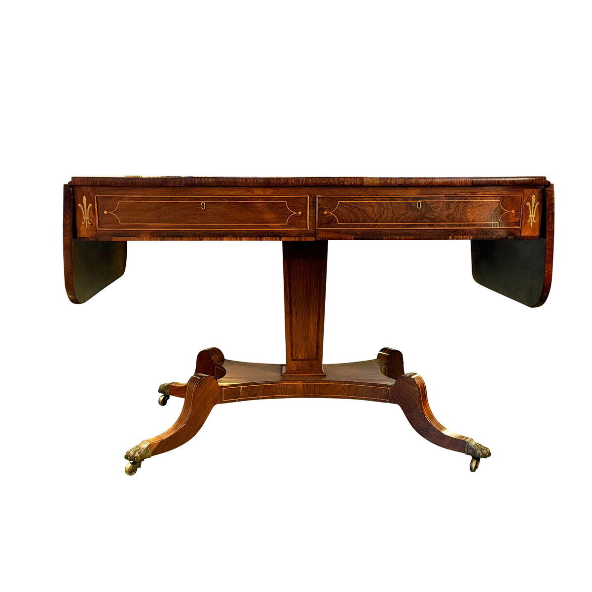 Regency Rosewood Sofa Table with Inlaid Brass