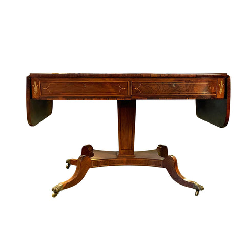 Regency Rosewood Sofa Table with Inlaid Brass