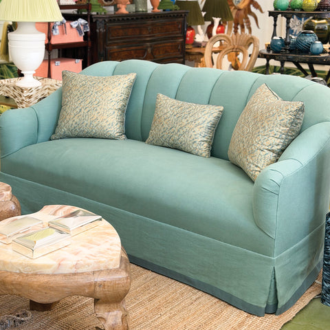 Vintage Curved Sofa with Channeled Back