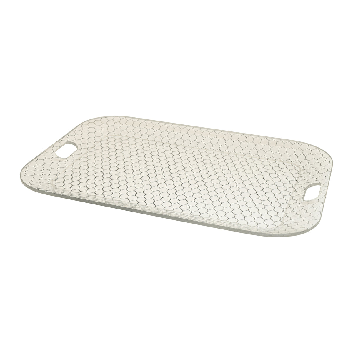 Rounded Rectangular Tray with Handles in French Wire