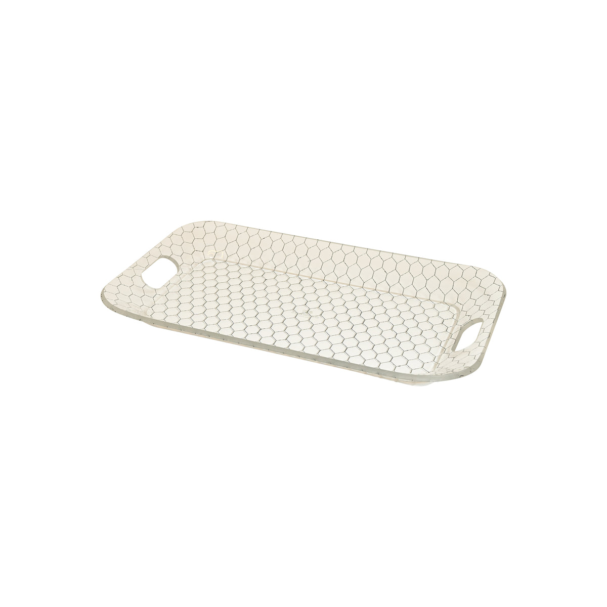 Rounded Rectangular Tray with Handles in French Wire