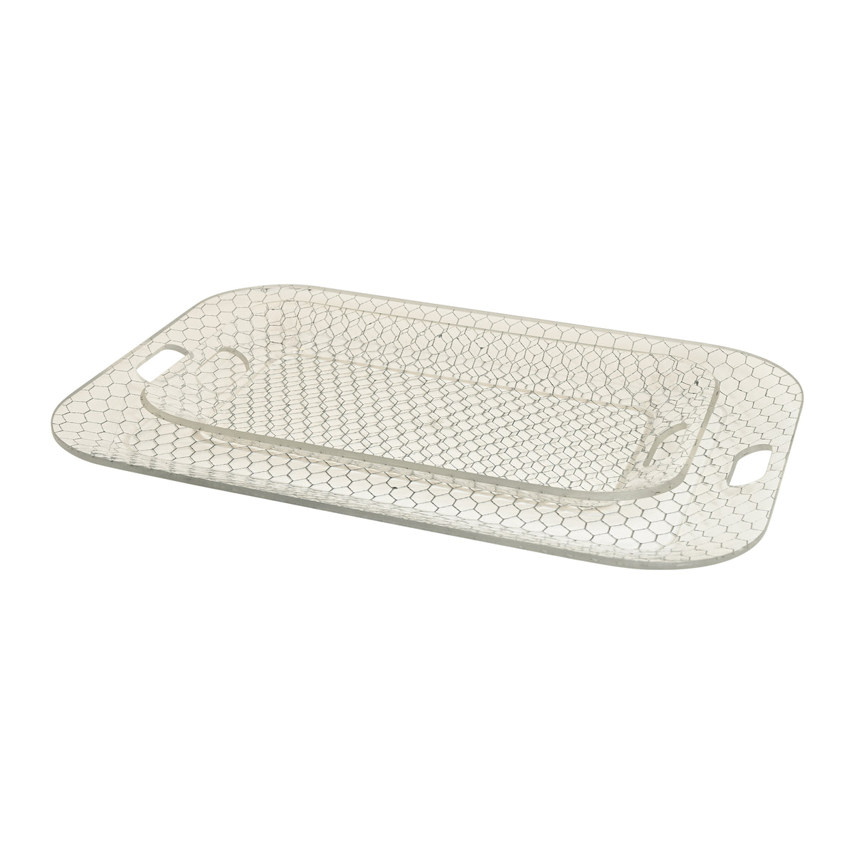 Rounded Rectangular Tray with Handles in French Wire
