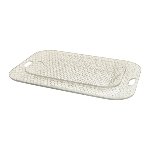 Rounded Rectangular Tray with Handles in French Wire
