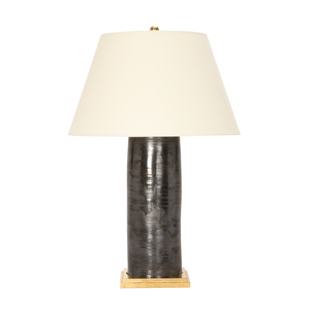 Hand Thrown Column Lamp in Matte Bronze