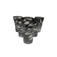 Set of Six Tall Octagonal Marbled Twist Glasses