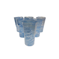 Set of Six Tall Octagonal Marbled Twist Glasses