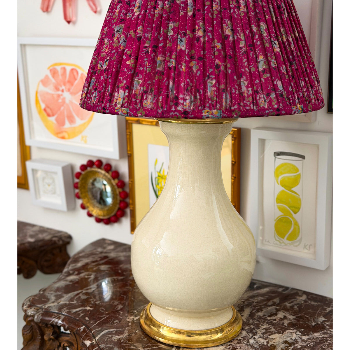 Pair of Large Hann Lamps in Tea Stain Crackle