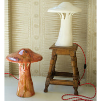 Ceramic Polychrome Marbled Shroom Lamp in White Crackle