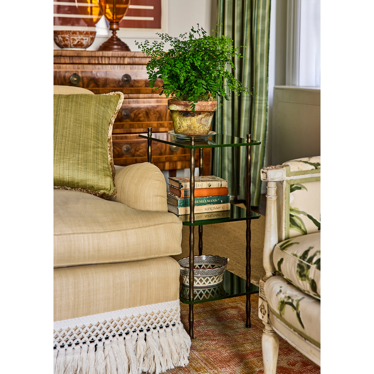 Freddie Three-Tier Table with Bronze