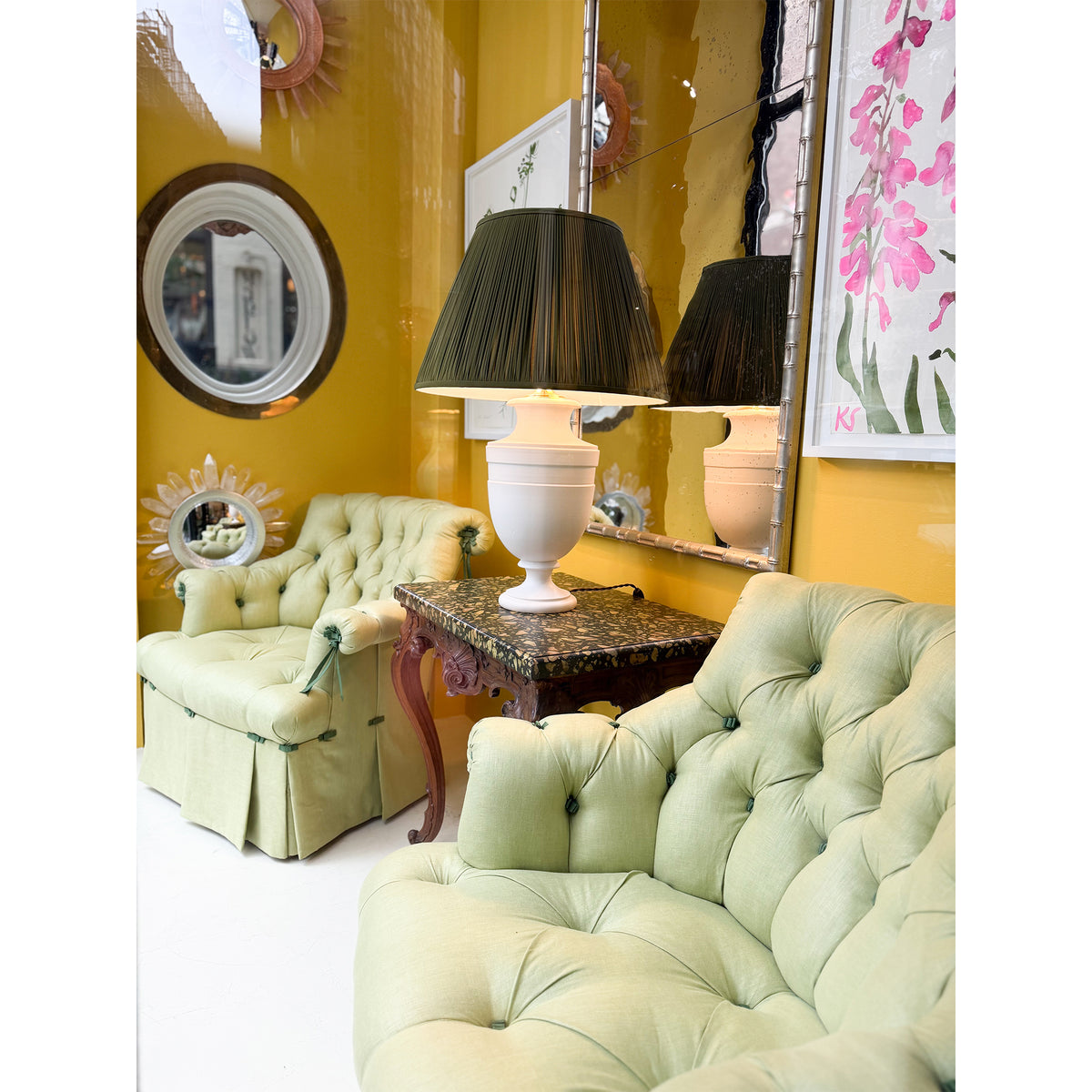 Pair of Deeply Tufted Armchairs in The Style of Syrie Maugham