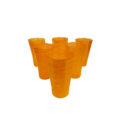 Set of 4 Tall Octagonal Twist Glasses in Tangerine