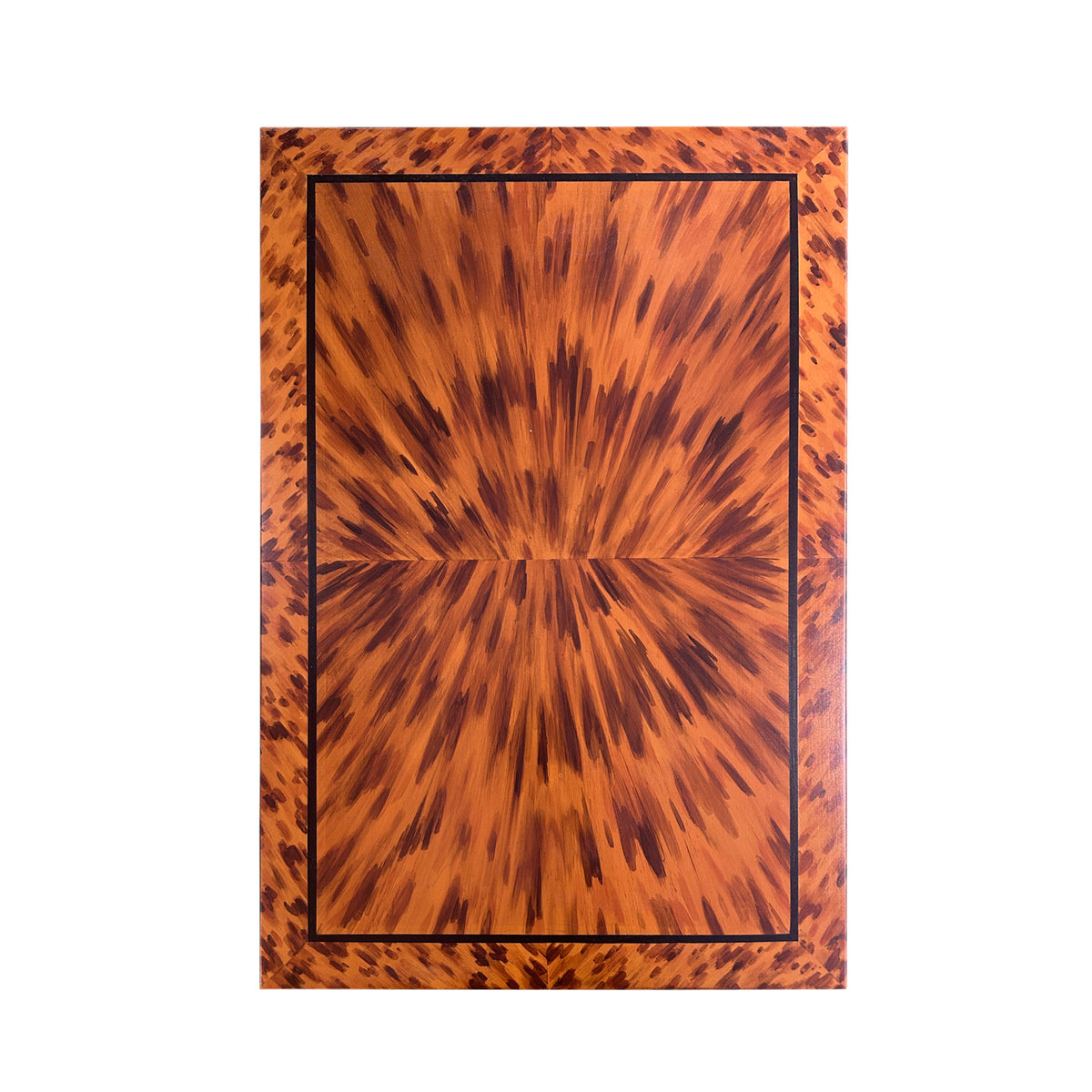 KRB Hand-Painted Two-Tier Side Table in Natural Faux Tortoise