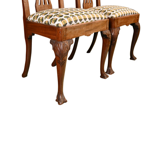 Pair of 18th c. American Side Chairs with Shell Backs and Paw Feet