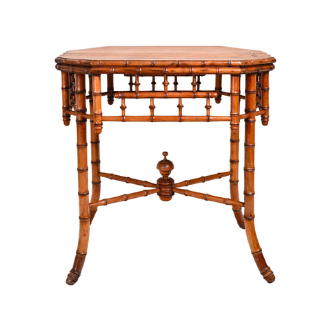 Octagonal Faux Bamboo Side Table