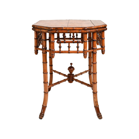 Octagonal Faux Bamboo Side Table