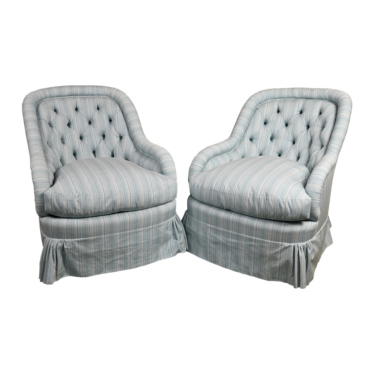 Pair of Vintage Tufted-Back Armchairs