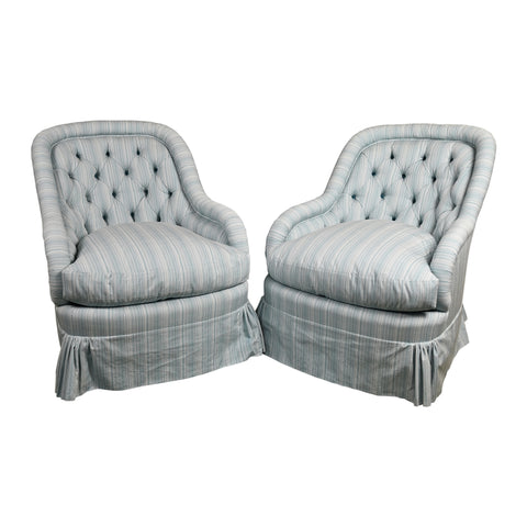 Pair of Vintage Tufted-Back Armchairs