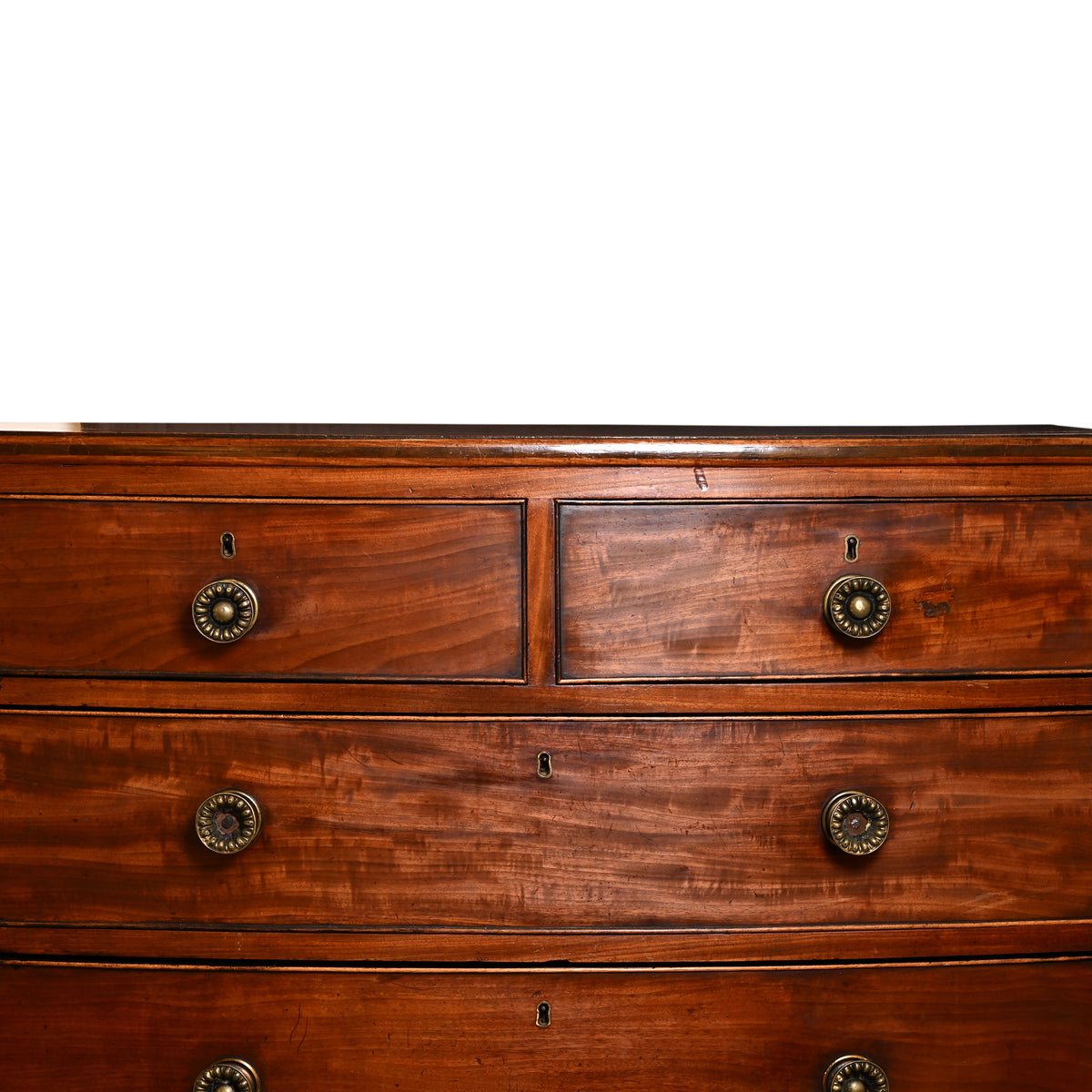 19th c. English Mahogany Bowfront Chest of Drawers