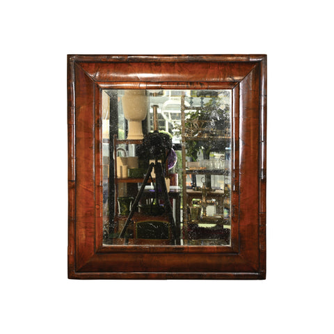 Small William and Mary Burled Walnut Cushion Mirror