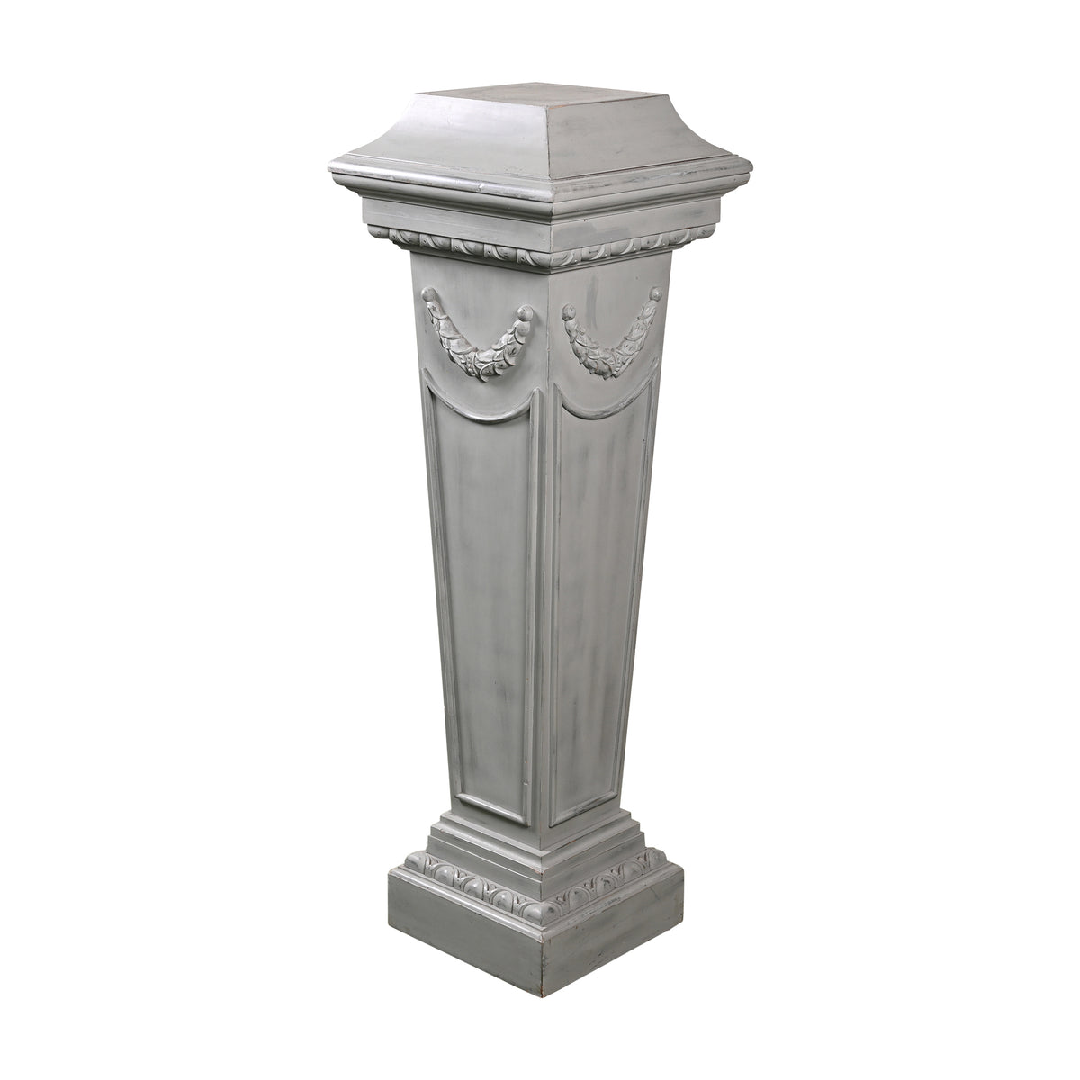 Large Wood Carved Painted Pedestal