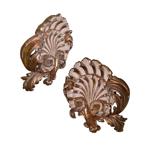 Pair of French 19th Century Carved Shell Form