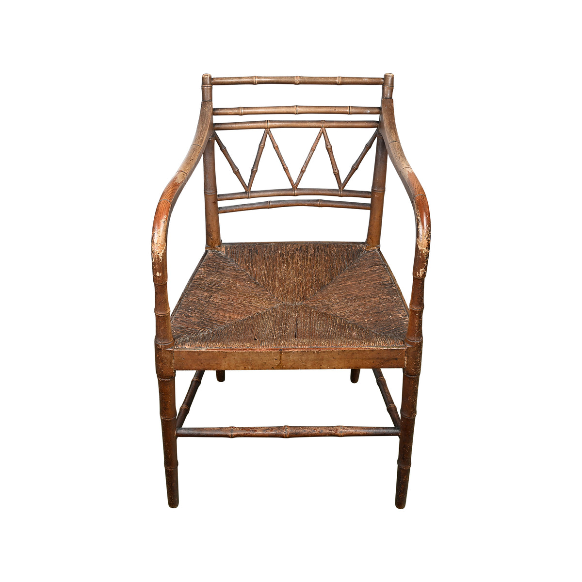 Faux Bamboo Side Chair with Rush Seat