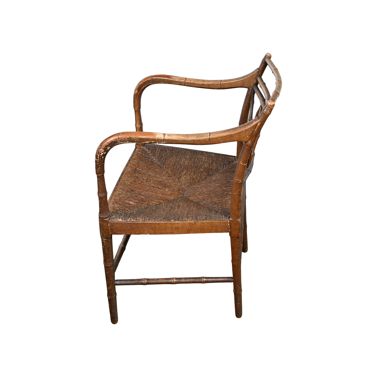 Faux Bamboo Side Chair with Rush Seat