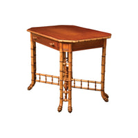 Late 19th Century Birdseye Maple Faux Bamboo Side Table with Cross Stretcher