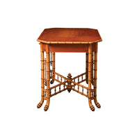 Late 19th Century Birdseye Maple Faux Bamboo Side Table with Cross Stretcher