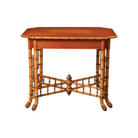 Late 19th Century Birdseye Maple Faux Bamboo Side Table with Cross Stretcher