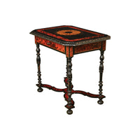 Renaissance Revival Faux Tortoise and Ebony Decorated Table