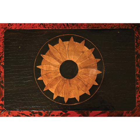 Renaissance Revival Faux Tortoise and Ebony Decorated Table